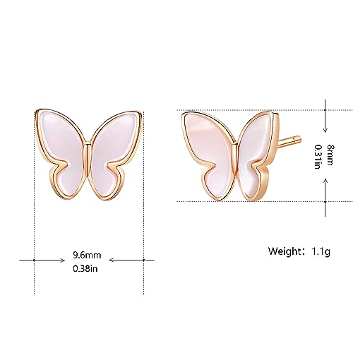 Sterling Silver Earrings For Women,Butterfly Rose Gold Iron Plating- Hypoallergenic Ear Jewelry For Anniversary,Birthday Gift #TOP4