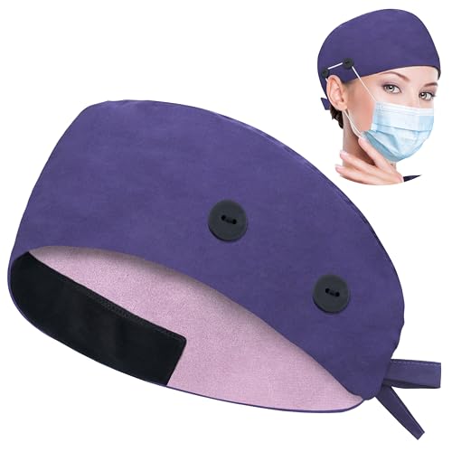 Image of ABAMERICA Working Caps with Button and Sweatband, Adjustable Working Hats for Women Men, One Size(Tie Back or Toggle)