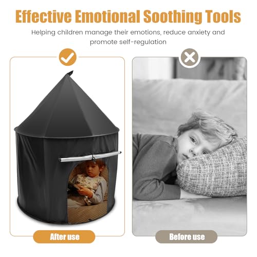 BAODBF Children Pop Up Play Tent Black Out Tent Helps With Autism Pop Up Tent with Silver Inner Lining & Bag Calm Down Tent 100×100 cm Blackout Tent for Kids - Image 5