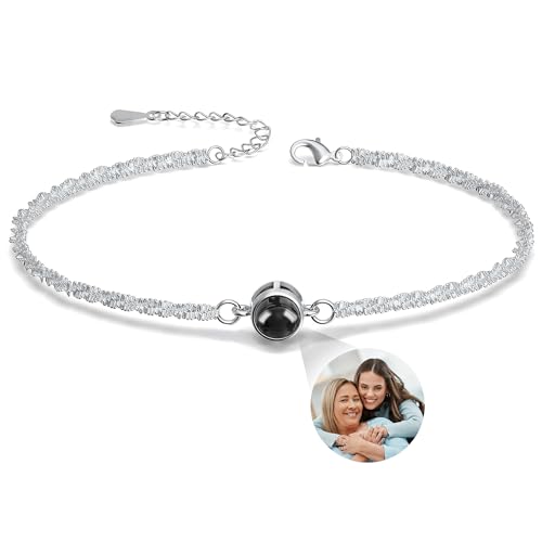 Easycosy Personalized Bracelets with Picture Inside Mothers Day Love Gifts for Mom Wife Grandma Custom Photo Projection Bracelets Customized Birthday Memorial Jewelry Gifts for Women