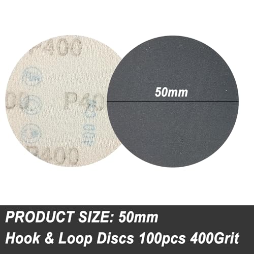 Wanmutrun 50MM Waterproof Sandpaper Hook and Loop 100pcs Grit 400 Silicon Carbide Discs Suitable for Small Polishing Machines - Image 2