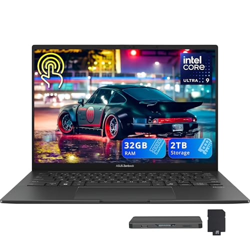 Image of ASUS Zenbook 14 inch FHD+ OLED Touch Laptop, Intel Core Ultra 9 285H, 32GB RAM, 2TB Storage(1TB SSD+1TB Docking Station Set), Intel Arc Graphics, Wi-Fi 7, Backlit Keyboard, Copilot, Win 11, Gray,