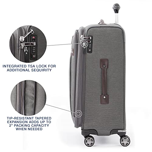 Image of Travelpro Platinum Elite Softside Expandable Checked Luggage, 8 Wheel Spinner Large Suitcase, TSA Lock, Men and Women, Vintage Grey, Checked Large 29-Inch