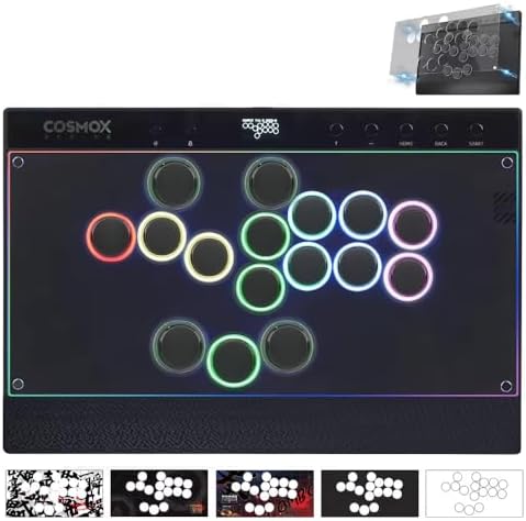 Sehawei Haute42 Arcade Stick C16 Magnetic All-Button Arcade Controller 16Keys with RGB Rims,Premium Black Leverless Fight Stick for PC/PS3/PS4/Switch Game with Lock Button - Support Hot Swap & SOCD