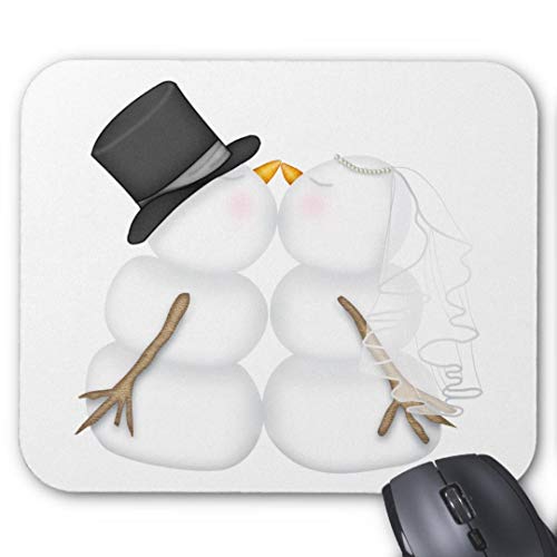 Preisvergleich Produktbild Mauspad mit seidenweicher Textiloberflche - Mouse Pad Paradise (antistatische Wirkung - perfekte Gleiteigenschaft PC / Computer Mousepad)-adorable kissing snowman couple