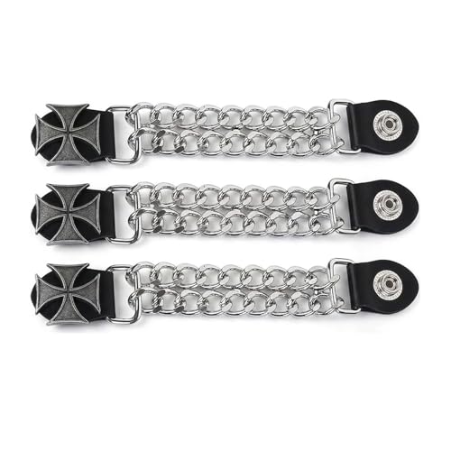 Vksjin Motorcycle Vest Extenders for Men 3Pcs Cross Vest chains