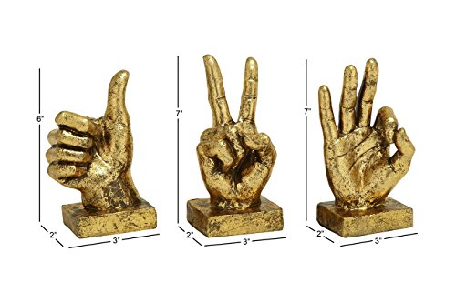 Set de 3 esculturas decorativas de manos doradas 7 pulg miniatura 6