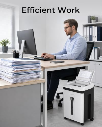 Image of 150-Sheet Paper Shredder Heavy Duty, Micro Cut and CDs /Cards, P5 Ultra Security, 60 Min Non Stop Shredder for Home Office, 5.3 Gallon Bin with Wheels, <60 dB (OL289)