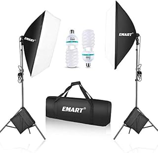 EMART Softbox Lighting Kit with Sandbags, 20"x28"/50x70cm 1050W Professional Soft Box with Photo Bulbs, Photography Continuous Light Equipment For Portraits, Video and Product Shooting and Filming