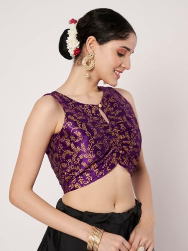 Image of studio rasa Women's Dupion Hand Block Printed Readymade Top for Festive Wedding Party