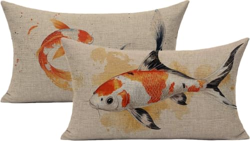 Housse de coussin extérieur imperméable en lin lot de 2 beige 40x60 pour canapé - 2