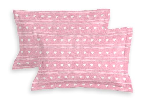 Image of RD TREND 210 Tc Bedsheet for Double Bed King Size 100 x 108 Inches, Glace Cotton Bedsheet for King Size with 2 Pillow Covers 18 x 28 Inches, Pink Heart