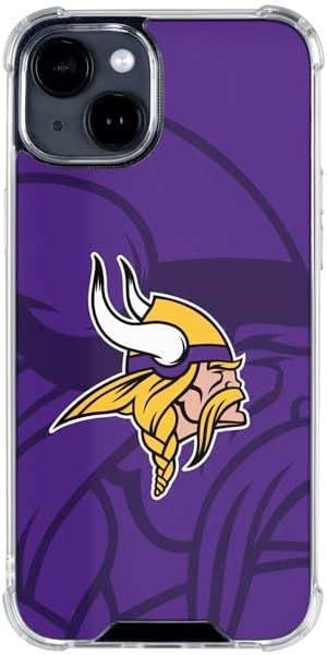 Skinit Clear Phone Case Compatible with iPhone 15 Plus - Officially Licensed NFL Minnesota Vikings Double Vision Design