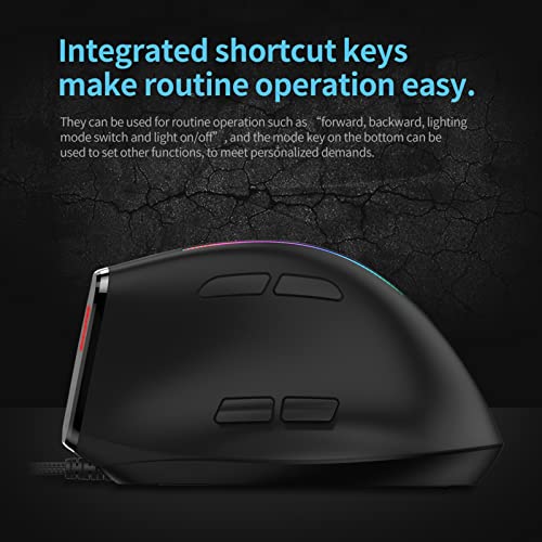 KOCAN ゲーミングマウス T-50 縦型マウス 有線マウス 9キー 光学式マウス 6ギア DPI エルゴノミクスデザイン ブラック