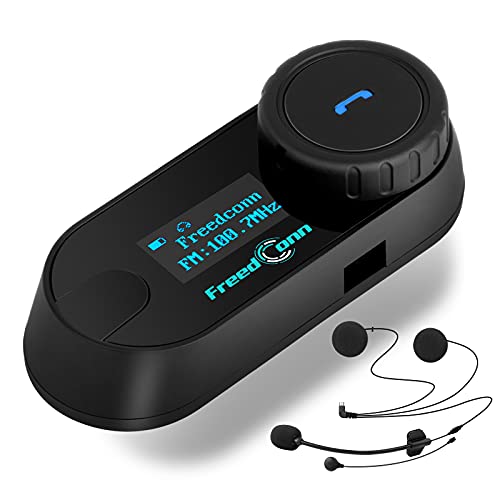 FreedConn Bluetooth Helmet Intercom: Motorcycle Bluetooth Headset Waterproof Intercom Helmet Communication Intercom Systems with LCD Screen/TCOM-SC