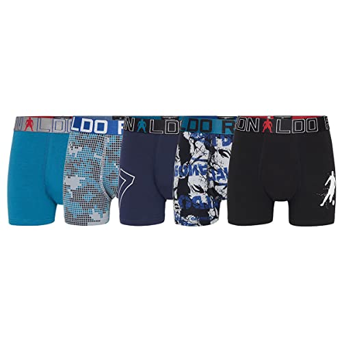 CR7 Boy's Travel Bag, Value 5-Pack Cotton Blend Trunks, Small age 4-6 Multicolor