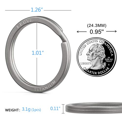 Image of FEGVE Titanium Key Chain Rings Split Rings 4 Pack - Durable, Lightweight and Corrosion-Resistant Keyrings for Home & Car Keys