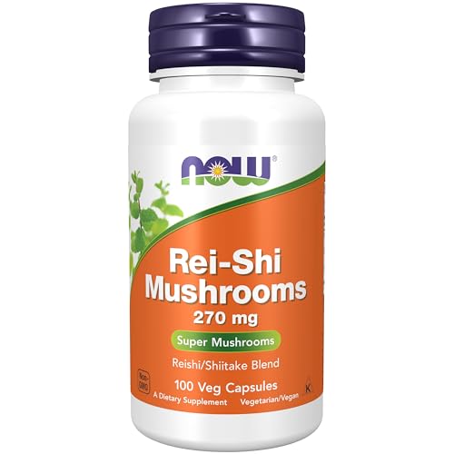 NOW Foods Rei-Shi Mushrooms 270mg, 100 Veg Capsules — Reishi/Shiitake Blend, Immune Support
