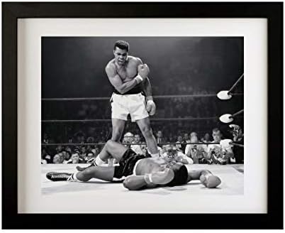 framed art Muhammad Ali Framed Wall Art Decor Poster | Muhammad Ali vs. Sonny Liston Boxing Gym Art Print | Knock Out Poster for Living Room Bedroom | 20 x 16 x 20 inches