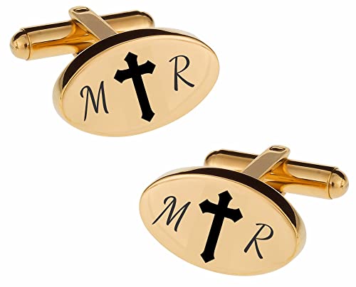 Mancuernillas Cruz Dorada Personalizadas miniatura 1