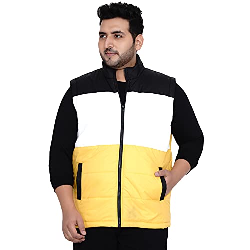 Image of JOHN PRIDE Plus Size Men's Solid Sleeveless Mock Collar Yellow Padded Jacket for Men