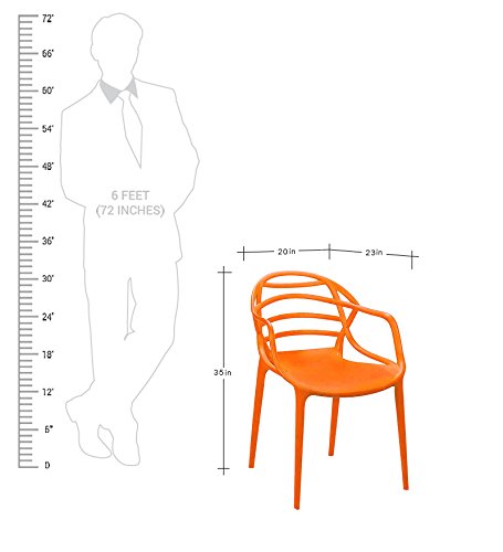 Image of CELLO Atria Chair - Orange | Strong and Durable | Easy to Clean | Chair for Living Room, Bed Room, Kitchen, Office Room, Outdoor | 3 Years Warranty