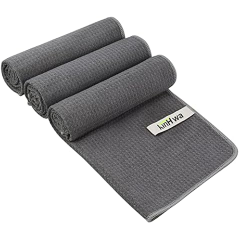 KinHwa Microfibre Workout Towel for Men Women Fast Drying Sweat Towel for Gym Lightweight Sport Fitness Exercise Towels 3 Pack 16Inch x 31Inch Grey Cover