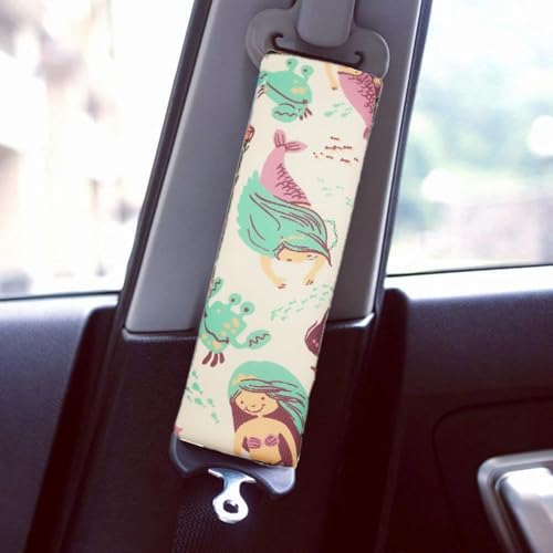 Image of Baby Seat Belt Strap Cover, 2 Pcs Kids Car Seat Belt Cushions Pads, Shoulder Strap Protectors for Girls Boys (Mermaid)