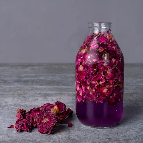 Cure wid Pure Sun-Dried Rose Petals & Dried Rose Buds Whole In Resealable Pouch - Fragrant & Rich in Color,Ideal for Culinary & Aromatic Uses Food Grade Dried Roses for Tea,Skin Care,Decor & More 1Lb