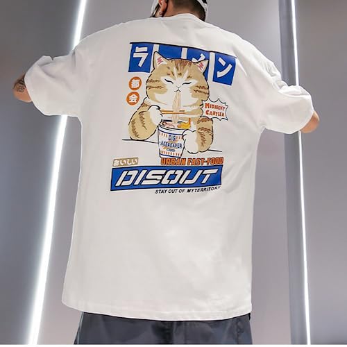 Aelfric Eden Mens Ramen Cat Graphic Tee Oversized Shirts Summer Unisex Printed Casual Harajuku Top Tshirt2