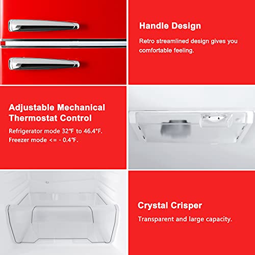 Galanz GLR74BRDR12 Retro Refrigerator with Bottom Mount Freezer Frost Free, Dual Door Fridge, Adjustable Electrical Thermostat Control, 7.4 Cu Ft, Red on Fridge.com