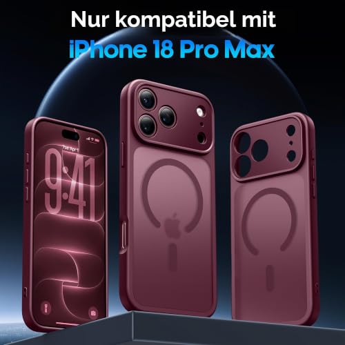 Qasyfanc für iPhone 18 Pro Max Hülle Sichtschutz Schutzfolie, Burgunder – Ansicht 6