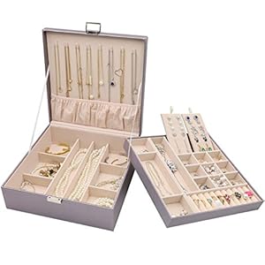 ProCase Jewelry Box for Women Girls Girlfriend Wife Ideal Gift, Large Leather Jewelry Organizer Storage Case with Two…