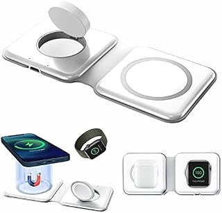 Quipcore 2 in 1 Foldable Wireless Charging Charger Station, 15W MagSafe Compatible with iPhone 14/13/12/SE/11/XS/8,Samsung Galaxy, Apple Watch
