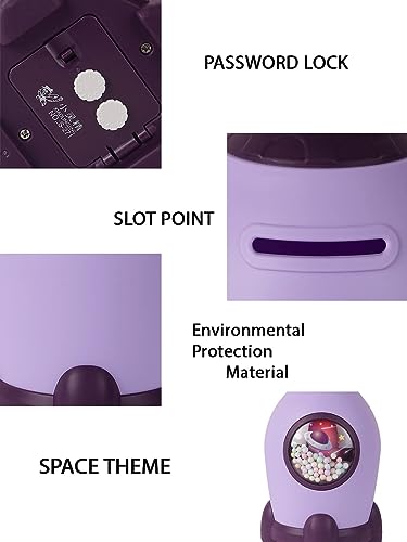 Image of Money Saving Bank with Coin Slot / /Creative Cartoon Design Money Bank / /Plastic Piggy Bank for Boys & Girls (Pack of 1) (Rocket - Purple)