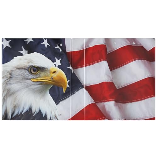 Image of 3 Ring Binder North American Bald Eagle Flag 1.5 inch Binders Three Ring Binders with Clipboard Fit 8.5'' x 11'' Paper 3 Interior PVC Clear Pockets for Office Supplies