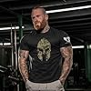 GYMTIER Spartan Forged - Spartan Helmet Woodland Camo - Men's Gym T-Shirt Bodybuilding Training Workout Lifting Top Clothing, Black, XXL #1