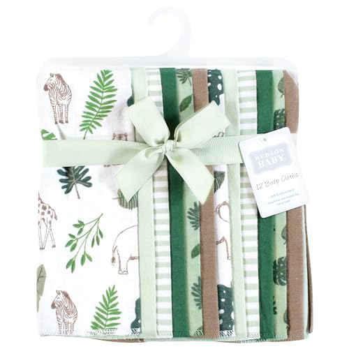Image of Hudson Baby Unisex Baby Flannel Burp Cloth 12pk, Jungle, One Size