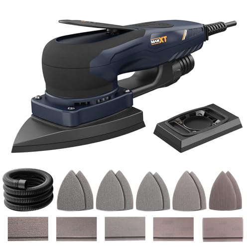 MAXXT Brushless 2-IN-1 Detail Sander and Sheet Sander Set, 350W 3mm Electric Orbital Sander with Replaceable Backing Plate, Variable Speed Compact Mouse Sanders for Woodworking with 20 Sanding Paper