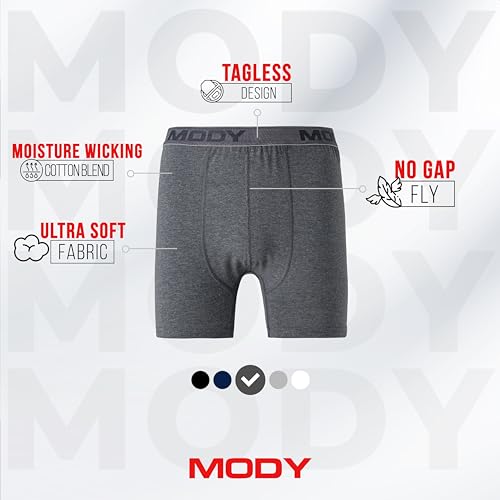 Mody Men's Underwear Boxer Briefs, Breathable & Moisture Wicking Boxers for Men, Boxer Briefs for Men Pack 32