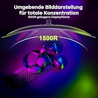 Amzfast 27 Zoll Curved Gaming Monitor 240Hz, 1920x1080 FHD, VA Curved 1500R, 1ms MPRT, Adaptive Sync, 4000:1 Kontrast, 95% DCI-P3, 130% sRGB, HDR, HDMI 2.0&DP 1.4, VESA 100x100mm, AMZG27C1 Pro – Ansicht 7