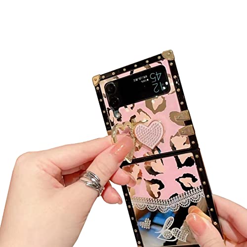 Miitoomo Capa para Samsung Galaxy Z Flip 4 quadrada elegante, Glitter Love Z Flip 4 capa com suporte