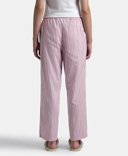 Image of Jockey RX06 Women's Super Combed Cotton Woven Fabric Relaxed Fit Striped Pyjama with Side Pockets (Checks & Prints May Vary)