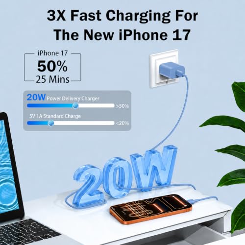 Image of iPhone 17 16 15 Long Charger Fast Charging,20W iPad USB C Wall Charger Block with 6FT USB C to C Cable Cord for iPhone 17 /Pro /Pro Max /17 Air / 16 /16 Pro /16 Pro Max /15 /Plus /Pro /Pro Max