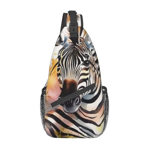 Bolso tipo bandolera unisex con estampado acuarela cebra miniatura 1