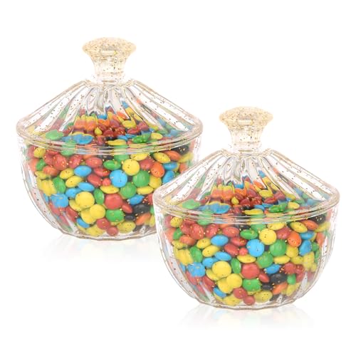 hotder 2er Set 300ml Acryl-Bonbonbehälter mit Deckel - Weihnachts-Süßigkeitenschale Vorratsbehälter Bonbondose Keksdose Schokolade Süßigkeiten Zuckerdose Schmuckdose für Küche Party Café