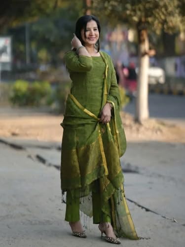 Image of Anni Designer Pure Cotton Maroon Kurta Pant Set with Dupatta for Women | 3 Piece Gold Hand Block Printed Suit Set | Cotton Kurta Set for Women | Festive Kurti Set