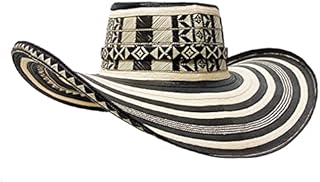 Colombian Hat Sombrero Sinuano Arrow Cane Caña Flecha Vueltiao Made by Authentic Colombian Indigenous Good (Black & White, Arrow Cane 19 Laps)