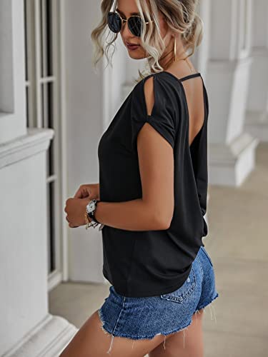 SOLY HUX Women's Open Back Short Sleeve Backless Tops Criss Cross Twist Tee Summer Sexy T Shirt3