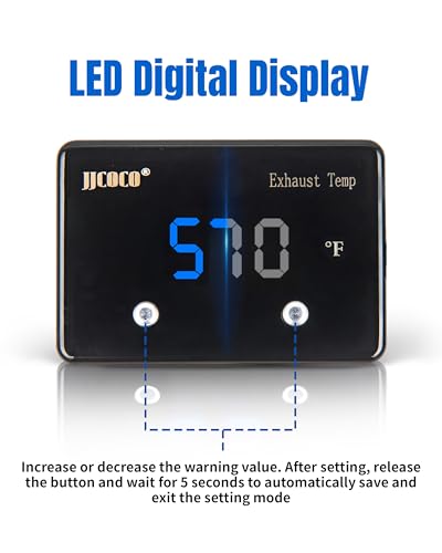 JJCOCO Exhaust Gas Temperature EGT Gauge 1832 ℉ Pyrometer Kit - LED Digital Display with EGT Sensor for Diesel Car Motorcycle ATV
